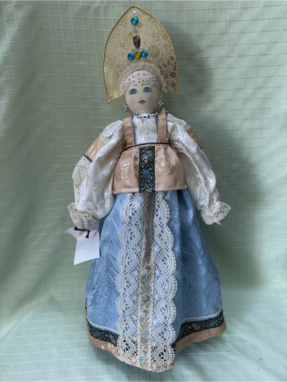 Vintage Handcrafted Traditional Doll in Blue, Cream & Gold Doll